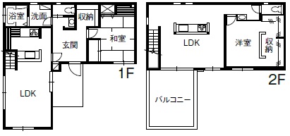キッチンを上下階で分けた、コンパクトな2世帯住宅