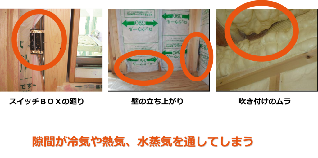 隙間だらけの施工不良の断熱施工画像