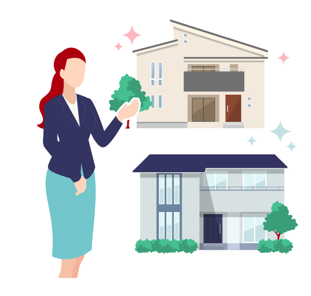 いろいろな家を紹介しているイラスト