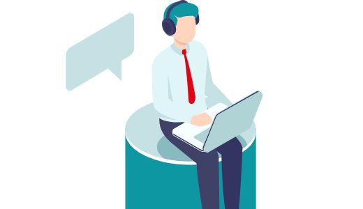 PCを見ているイラスト