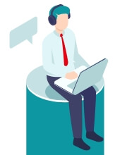 PCを見ているイラスト