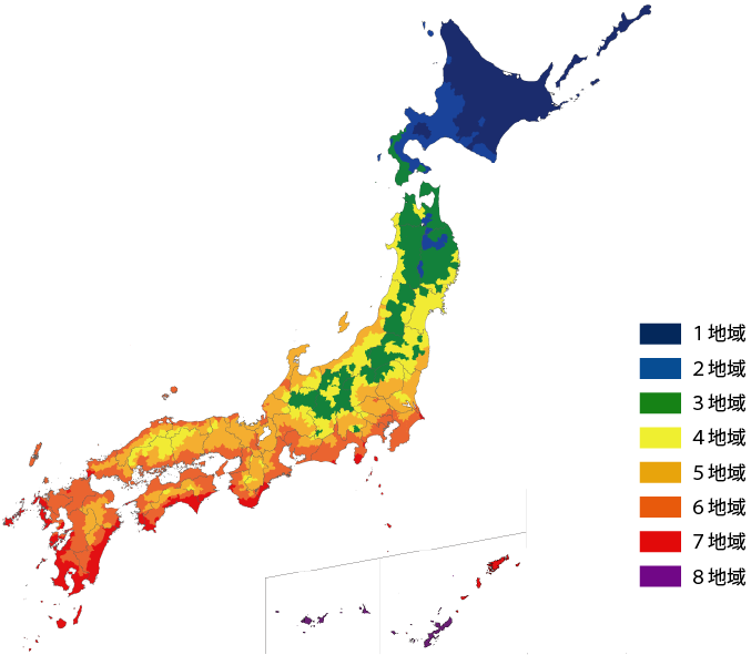 省エネ基準 地域区分マップ