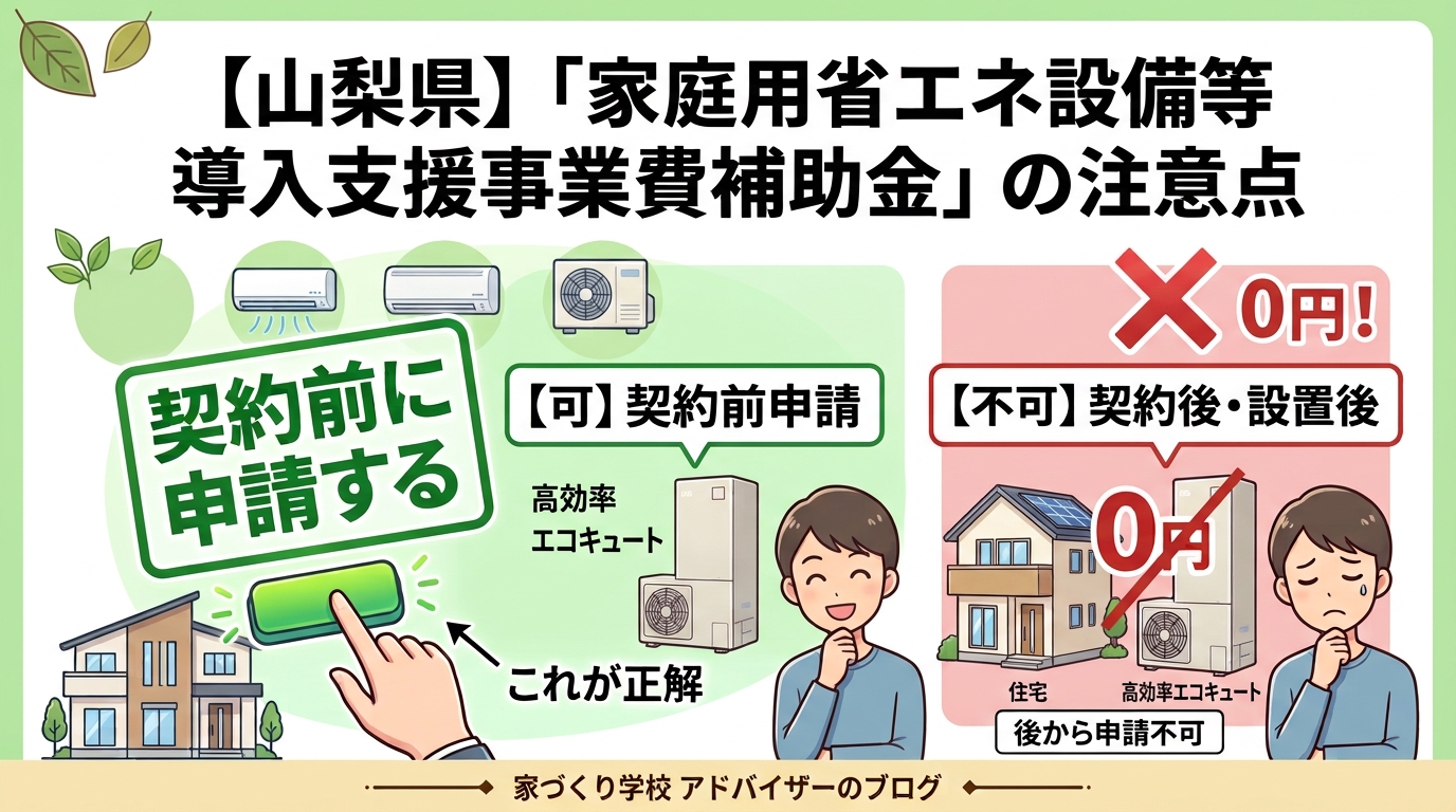 【山梨県】得するはずが0円に！？「家庭用省エネ設備等導入支援事業費補助金」の注意点